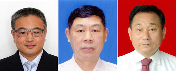 图为黄群、宋月才、姜开斌三位同道的肖像（由左至右）。